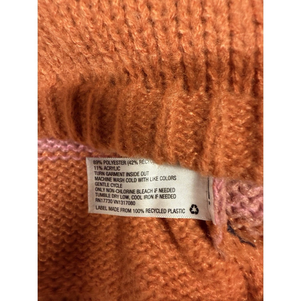 Knox Rose Women's Orange Blue Striped Boxy Cowl Neck Short Sleeve Sweater Size L - Picture 4 of 5
